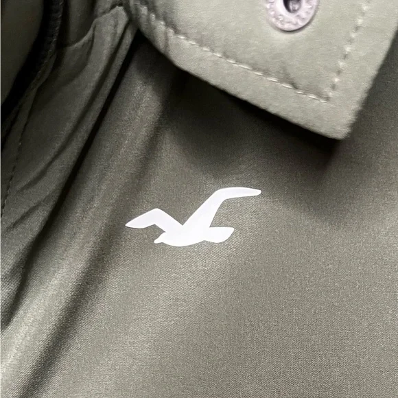 Hollister Olive All Weather Stretch Jacket with Pink Lining, Size Small- EUC! - Picture 5 of 7